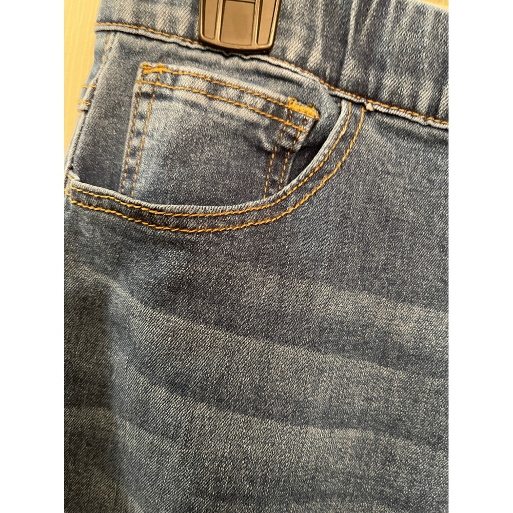 Women Blue‎ Wide Leg Pull On Denim Jeans Elastic Waist Front Seam Detail Medium - Picture 3 of 16